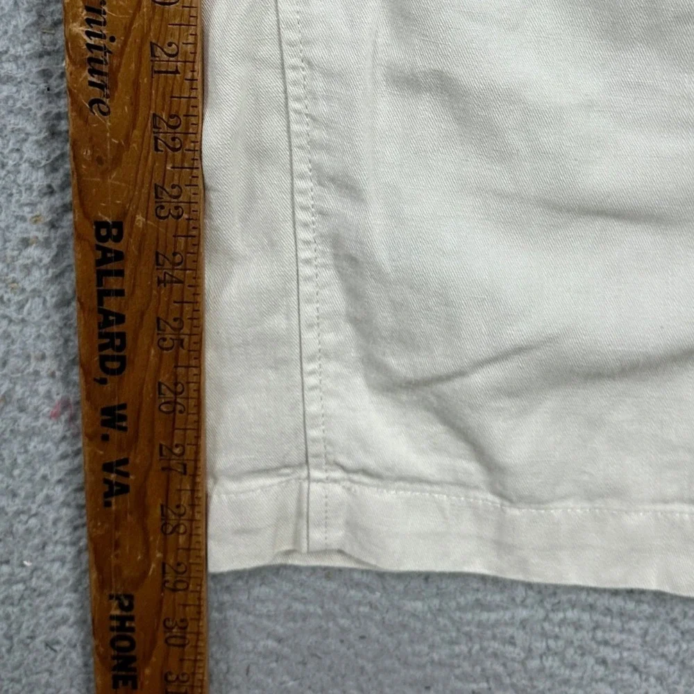 Banana Republic Womens Baggy Cargo Pants 12 Petite Cream Belted Linen Blend NEW